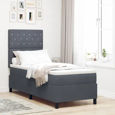 Immagine prodotto di Maison Exclusive - Letto boxspring con materasso grigio scuro 80 x 200 cm velluto