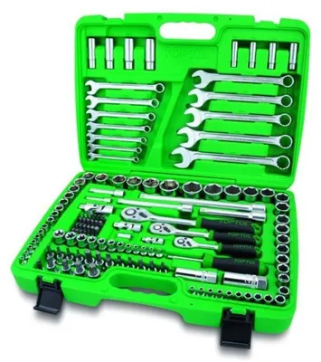 Produktbild von 130-teiliges Werkzeug-Set mit Ratschenfunktion im Kunststoffkoffer Serie GCAI130B