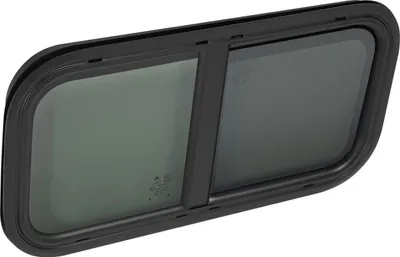 Image de Fenêtre de caravane/camping-car - Fenêtre coulissante horizontale - 70 x 40 cm - Verre trempé - Cadre en aluminium - Peinture en poudre - Coins arrondis - Store intégré - Noir