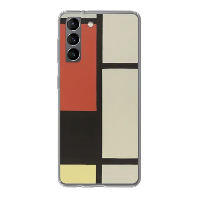 Produktbild von MuchoWow® Handyhülle Schutzhülle Hülle für Samsung Galaxy S21 Komposition mit rotem Quadrat, schwarz, blau - Piet Mondrian Silikon Softcase Handy Hülle - Softcase
