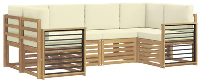Productafbeelding van vidaXL Buitenloungeset, 6-delig, wit en crème, polyester