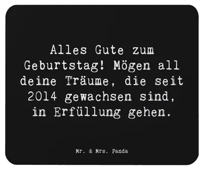 Produktbild von Mr. & Mrs. Panda Mouse Pad Spruch 2014 Geburtstag Wünsche - Schwarz - Geschenk, Träume erfüllen seit, Geburtstagsgeschenk, Geburtsjahr erinnern, Happy Birthday, Mousepad