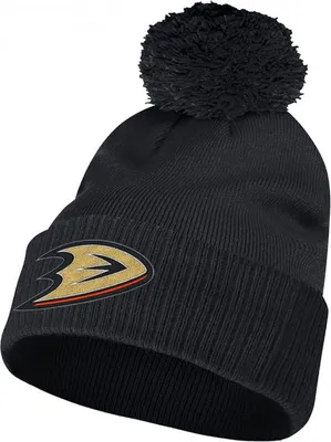 Zdjęcie produktu dla Czapka bobble NHL z mankietem, akryl, logo Anaheim Ducks, czarna, rozmiar uniwersalny