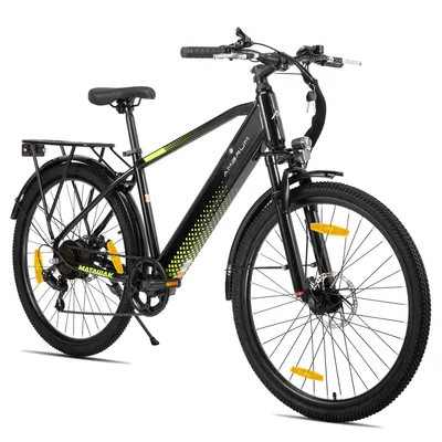 Produktbild von Hiland 26 Zoll-E-Mountainbike, 250W, 7 Gänge, mechanische Scheibenbremse, mit 10,4-Ah-Akku im Rahmen, Schutzblechen und Gepäckträger für Erwachsene