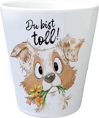 Produktbild von Hund Blumentopf mit Spruch Du bist toll