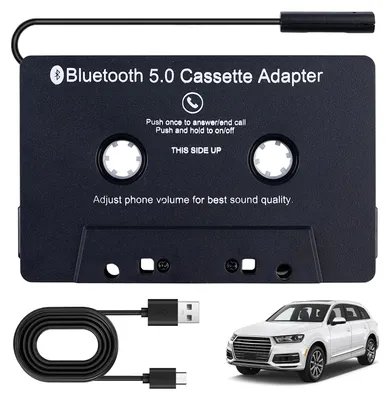 Bluetooth-Kassettenadapter 5.0 für AUX, schwarz, 10 cm Kabel
