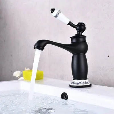 Obrázek produktu pro Umyvadlová baterie Vintage v černé barvě, vysoká 19 cm