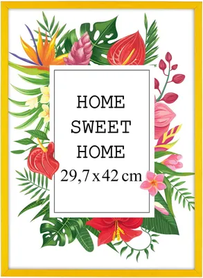 Obrázok produktu pre MG Design rám A3 29,7 x 42 cm - farba žltá, z dreva, s akrylovým sklom - na vertikálne alebo horizontálne zavesenie, bez pozadia, na fotografie