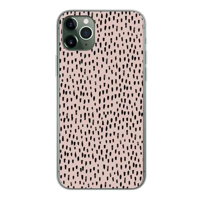 Produktbild von MuchoWow® Handyhülle Schutzhülle Hülle für iPhone 11 Pro Max Polka dots - Rosa - Schwarz Silikon Softcase Handy Hülle - Schutz