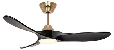 Immagine prodotto di Ventilatore da soffitto a risparmio energetico con luce LED e telecomando Eco Genuino-L 122 cm Ottone opaco / Nero opaco