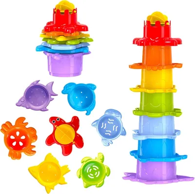 Productafbeelding van Baby Stapeltoren Piramide 29 cm - Badspeelgoed 1 Jaar +