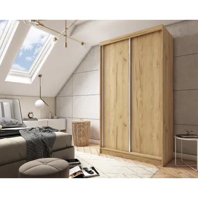Image de BEAUTYSOFA | Armoire MARIO 120 cm en chêne Artisan – Armoire moderne sans miroir, avec portes coulissantes, design minimaliste