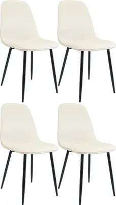Immagine prodotto di Set di quattro sedie da pranzo - sedie in velluto - comfort - metallo robusto - crema - crema