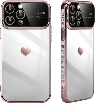 Immagine prodotto di Apple Iphone 14 Pro Max Custodia In Silicone Rosa Cuore Protezione Per Fotocamera