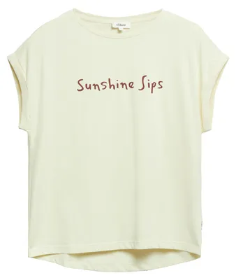 Produktbild von s.Oliver Damen T-Shirt mit Frontprint, überschnittenen Schultern, Braun, Baumwolle, Relaxed Fit, Größe 40