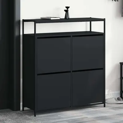 Produktbild von vidaXL Botník se 4 chlopněmi černý 100x34x112 cm