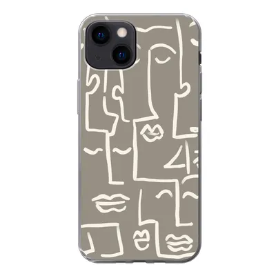 Produktbild von MuchoWow® Handyhülle Schutzhülle Hülle für iPhone 13 mini Gesicht - Kopf - Strichzeichnung Silikon Softcase Handy Hülle - Softcase