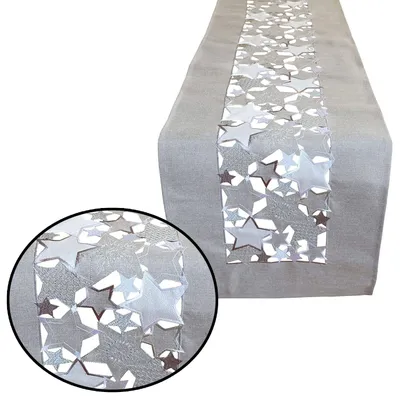 Produktbild von Tischwäsche Stickerei Stern 40 x 175 cm - grau