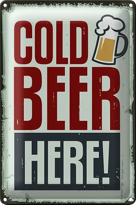 Produktbild von Blechschild 20x30cm Cold beer here Bier