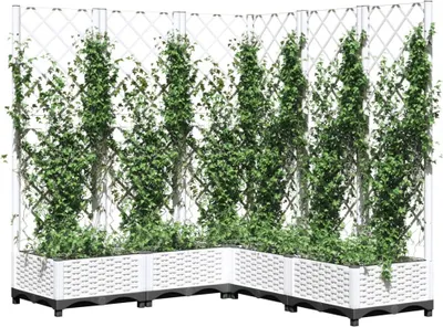 Produktbild von (Robust Möbel) Pflanzkübel mit Rankgitter Weiß 120x120x121,5cm PP - CL635395 - Beete
