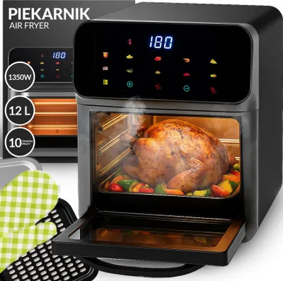 Heißluftfritteuse 12L, Friteuse Heissluft 1350 W, Air Fryer, Airfyer, Heissluftfriteuse 10 Programmen, Warmhalten, Retoo