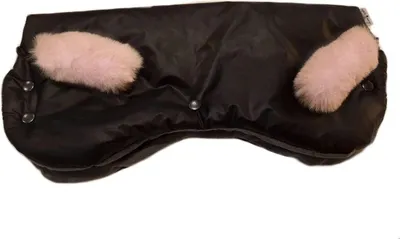 Produktbild von Kinderwagen Handwärmer, Kinderwagen Handschuhe Handmuff mit Fleece Innenseite,Kinderwagenmuff atmungsaktiv wasserfest winddicht, Universalgröße für Kinderwagen Buggy, Radanhänger(Schwarz - Rose)