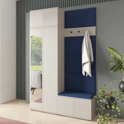 Produktbild von Garderoben-Set Napoli Version 4: Kleiderschrank mit Polsterpaneelen, Schuhschrank Flur und Eingangsbereich (Cashmere/Trinity 30)