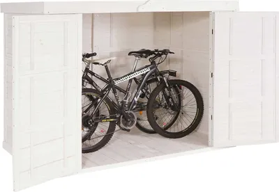 Obrázok produktu pre garáž pre 2 bicykle HWC-H63b, box na bicykle, kôlňa na náradie, uzamykateľná 155x205x107cm ~ biela