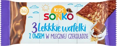 Image de Sonko Kids : gaufrettes légères à l'avoine enrobées de chocolat au lait, 36 g (3 pièces)