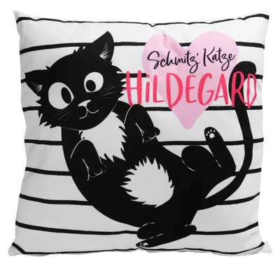Produktbild von Ralf Schmitz Kissen – Hildegard Dekokissen Schmitz' Katze Sitzkissen Weiß/Schwarz