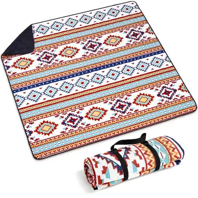 Produktbild von Picknickdecke 200x200cm XXL, wasserdicht, sandfrei, 3-lagig gepolstert, isoliert, waschbar, faltbar