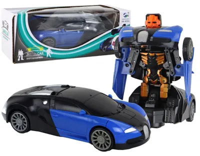 Produktbild von Lean Toys Roboter-Auto Bugatti Blaulichteffekte 2in1 Auto Roboter Lichteffekte, Größe:UNIVERSAL