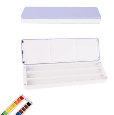 Aquarellpalettenbox, leer, 36 Halbnäpfchen, Magnetverschluss