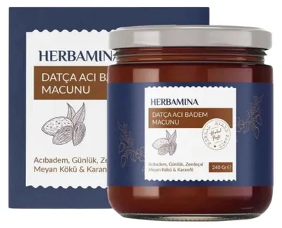 Produktbild von Herbamina | Datca Bittermandel-Kräuterpaste mit Günlükharz, Kurkuma, Süßholzwurzel & Nelken – 240 g
