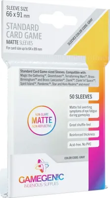 Immagine prodotto di Gamegenic - Manicotti standard per giochi di carte MATTE 66 x 91 mm Trasparente