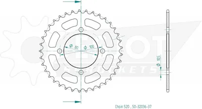 Produktbild von ESJOT Kettenrad "32036", 520, Stahl, 37 Zähne