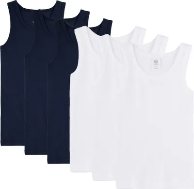 Immagine prodotto di Sanetta canottiera bambino 6 pezzi - camicia senza maniche, canottiera, basic, cotone organico bianco/blu 140