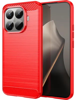 Produktbild von Hülle für Xiaomi 15T Pro, Carbon-Faser TPU Silikon Stoßfest Schutzhülle Rot