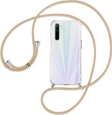 Produktbild von Handykette Backcover-Schutzhülle mit Band (Metall silberfarben) für Realme 6 / 6S - caramel
