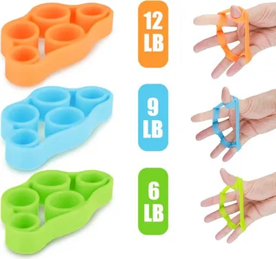 Immagine prodotto di set di 6 allenatori per le dita, 6 pezzi di fascia per il rafforzamento della presa della mano, allenamento della forza della presa, allenatore dei muscoli della mano, allenatore dell'avambraccio, fascia per il rafforzamento delle dita per l'allenamento muscolare