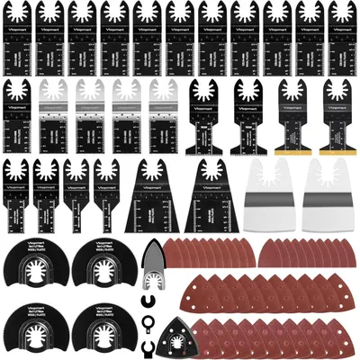 Produktbild von 114tlg Multitool Sägeblätter Set für Holz, Metall, Kunststoff | Oszillationswerkzeug Zubehör | Universelle Kompatibilität