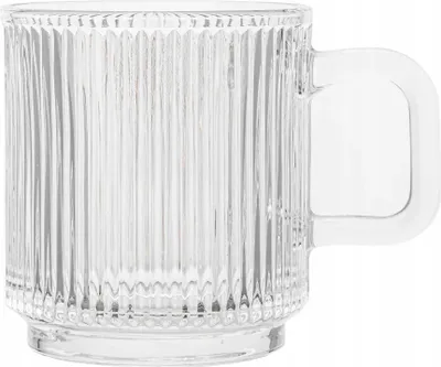 Image de Tasse en verre transparent rainuré élégante 360 ml 1 pièce Selena