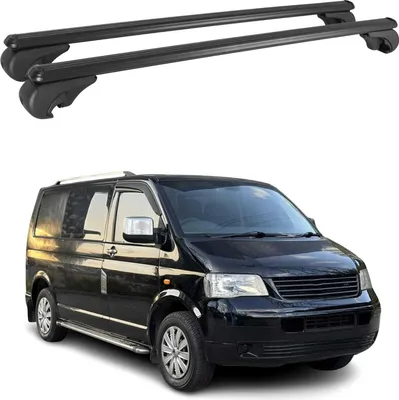 Image de Barres de toit Transversales pour VW Transporter T5 2003-2015 Aluminium Noir