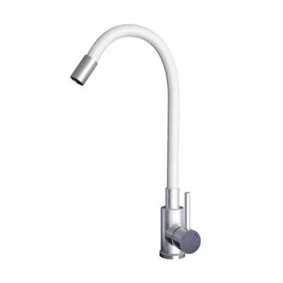 Produktbild von GranMaster FLESSILA Küchenarmatur Weiß/Edelstahl – Flexibler Silikon-Auslauf 360° – Moderne Spültischarmatur & Einhebelmischer – Keramikkartusche
