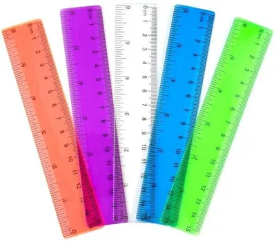 Obrázek produktu pro 5 kusů průhledných plastových měřidel o délce 15 cm (6 palců) – měření v palcích a centimetrech – snadno použitelné měřidlo pro kancelář – různé barvy – vhodné do školy