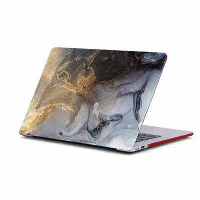 Produktbild von Schutzhülle für Apple MacBook Air 15" Hülle (M5/M4/M3/M2) 2026–2023 A3448 A3241 A3114 A2941 2-Teilig Hartcase Schutz Etui - Schwarz/Gold Marmoriert