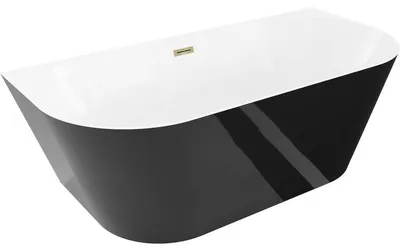 Obrázek produktu pro Mexen Oval Slim volně stojící nástěnná vana 170 x 80 cm, bílá/černá, zlatý přepad - 52661708075-50