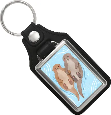 Produktbild von Verliebtes Otterpaar Schlüsselanhänger mit Kunstleder-Anhänger