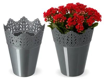 Produktbild von KADAX Töpfe "Calade", Blumentopf mit Spitzenmotiv, 14,5cm, Hoch, Silber