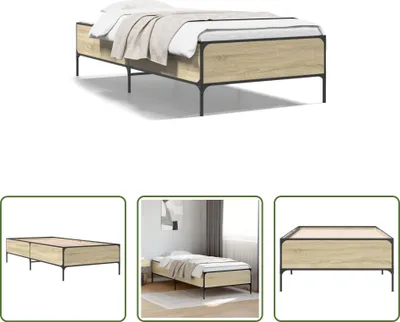 Produktbild von The Living Store Bettgestell Sonoma-Eiche 90x190 cm Holzwerkstoff und Metall